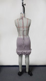 Summer Women Solid Color Strap Low Back Holiday Style One-Piece Beach Dress