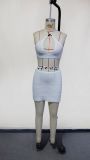 Summer Women Solid Color Low Back Holiday Style One-Piece Beach Dress