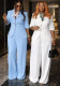 Summer Women Blazer & Long Pants Set Slim Waist Fitted Suit With Scarf Casual Formal Wear