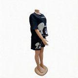 Summer Men & Women Short Sleeve T-Shirt & Shorts Tracksuit Embroidery Color Block Trendy Two-Piece Set