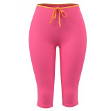 Women Sleeveless Sexy Crop Strapless Top Tight Fitting Capri Pants Color Block Set
