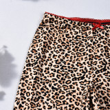 Women Casual High Waist Fitted Leopard Print Capri Pants