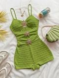 Women Textured Ruched Strap One-Piece Swimsuit Hollow Out Slim Waist With Starfish Decoration Spa Holiday Swimsuit