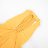 Spring Summer Women Sexy Halter Neck Patchwork Dress