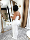 Summer Women Casual Street Halter Top & High Waist Wide Leg Pants Set