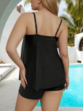 Plus Size Women High Waist Square Leg Shorts Two-Piece Bikini Swimsuit