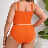 Plus Size Women Sexy High Waist Slim Fit Bikini Swimsuit Beach Wear