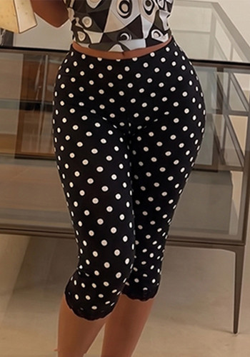 Summer Women Printed Casual Low Waist Tight Fitting Capri Pants