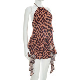 Summer Women Casual Sleeveless Halter Neck Top Printed Shorts Set