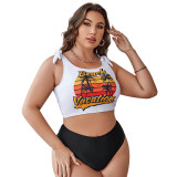 Plus Size Women Two-Piece High Waist Triangle Bikini Swimsuit