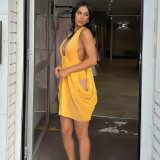 Spring Summer Women Sexy Halter Neck Patchwork Dress