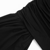 Spring Summer Women Sexy Lace Patchwork Ruched Skirt Set