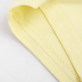 Women Solid Color V-Neck Ruffled Short Sleeve Top Tight Fitting Capri Pants Two-Piece Set