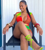Women Sexy Deep V Tie-Dye Sleeveless Jumpsuit & Rompers