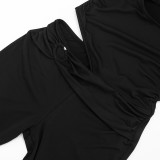 Summer Women Solid Color Slash Shoulder Hollow Out Open Waist Jumpsuit