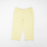 Women Solid Color V-Neck Ruffled Short Sleeve Top Tight Fitting Capri Pants Two-Piece Set