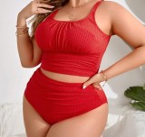 Plus Size Women Sexy High Waist Slim Fit Bikini Swimsuit Beach Wear