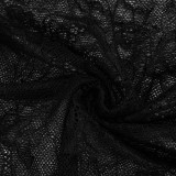Spring Summer Women Sexy Lace Patchwork Ruched Skirt Set