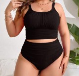 Plus Size Women Sexy High Waist Slim Fit Bikini Swimsuit Beach Wear