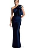 Women One-shoulder Fishtail Women Prom Maxi Dress（Processing time need 3-6 days）
