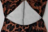 Women Summer Leopard Print Hollow-Out Jumpsuit