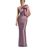 Women One-shoulder Fishtail Women Prom Maxi Dress（Processing time need 3-6 days）