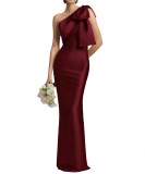 Women One-shoulder Fishtail Women Prom Maxi Dress（Processing time need 3-6 days）