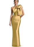 Women One-shoulder Fishtail Women Prom Maxi Dress（Processing time need 3-6 days）