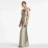 Women One-shoulder Fishtail Women Prom Maxi Dress（Processing time need 3-6 days）
