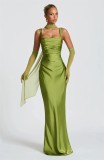 Satin Fishtail Evening Wedding Bridesmaid Prom Long Dress（Processing time need 3-6 days）