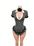 Summer Crochet Knitting Ruffle Turmdown Collar Romper