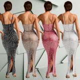 Women's Fashion Beaded Sexy Strap Bodycon Dress