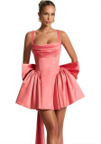 Formal Party Satin Strap Mini Dress Birthday Party Dress（Processing time need 3-6 days）
