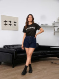Summer Plus Size Women's High Waist Loose Denim Wide Leg Shorts