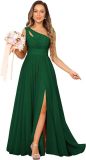 Formal Chic Sleeveless Sexy High Waist Slit Slash Shoulder Maxi Evening Dress