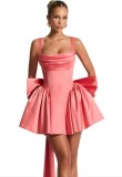 Formal Party Satin Strap Mini Dress Birthday Party Dress（Processing time need 3-6 days）
