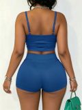 Women's Sexy Solid Strap Camisole Shorts Two-Piece Set