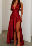 Women's Sexy Chic Halter Neck V-Neck Slit Formal Dress