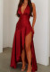 Women's Sexy Chic Halter Neck V-Neck Slit Formal Dress