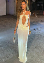 Women's Solid Sexy Hollow Halter Neck One-Piece Swimsuit Skirt Two-Piece Set Women's Solid Sexy Hollow Halter Neck One-Piece Swimsuit Skirt Two-Piece Set