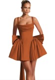 Formal Party Satin Strap Mini Dress Birthday Party Dress（Processing time need 3-6 days）