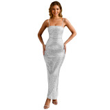 Women's Fashion Beaded Sexy Strap Bodycon Dress