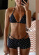 Summer Women's Polka Dot Halter Neck Sexy Black Tie Three-Piece Bikini Set