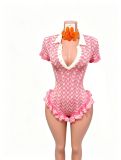 Summer Crochet Knitting Ruffle Turmdown Collar Romper