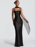 Satin Fishtail Evening Wedding Bridesmaid Prom Long Dress（Processing time need 3-6 days）