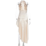 Women's Sexy Chic Halter Neck V-Neck Slit Formal Dress