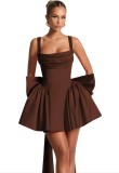 Formal Party Satin Strap Mini Dress Birthday Party Dress（Processing time need 3-6 days）