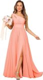 Formal Chic Sleeveless Sexy High Waist Slit Slash Shoulder Maxi Evening Dress