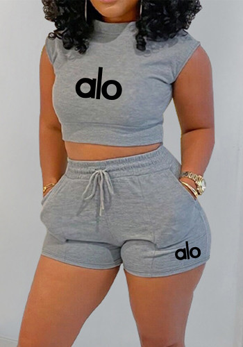 Summer Women's Solid Sport Casual T-Shirt and Shorts Two-Piece Set