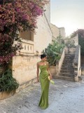 Satin Fishtail Evening Wedding Bridesmaid Prom Long Dress（Processing time need 3-6 days）